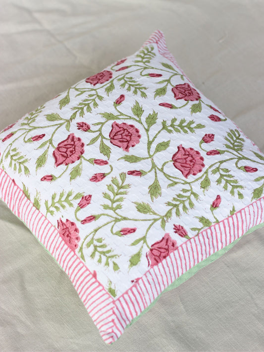 Rosy Vine Waffle Cushion Cover