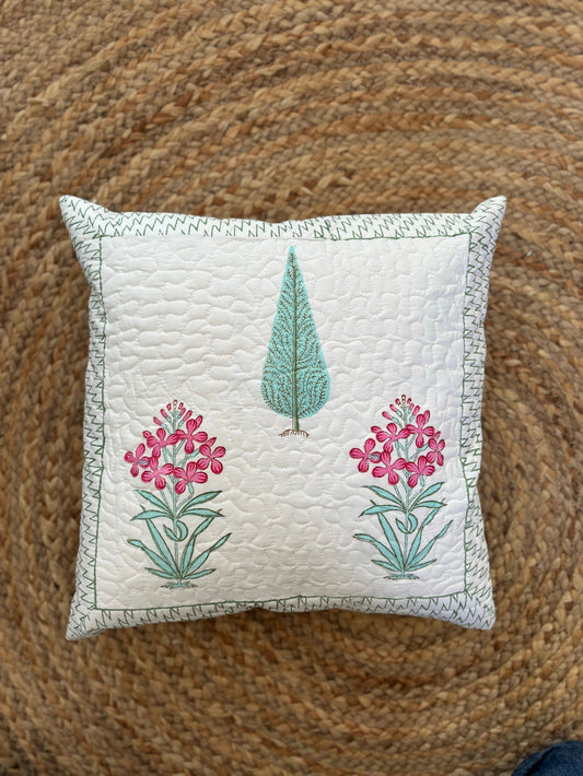 Block Printed Quilted Cushion Covers
