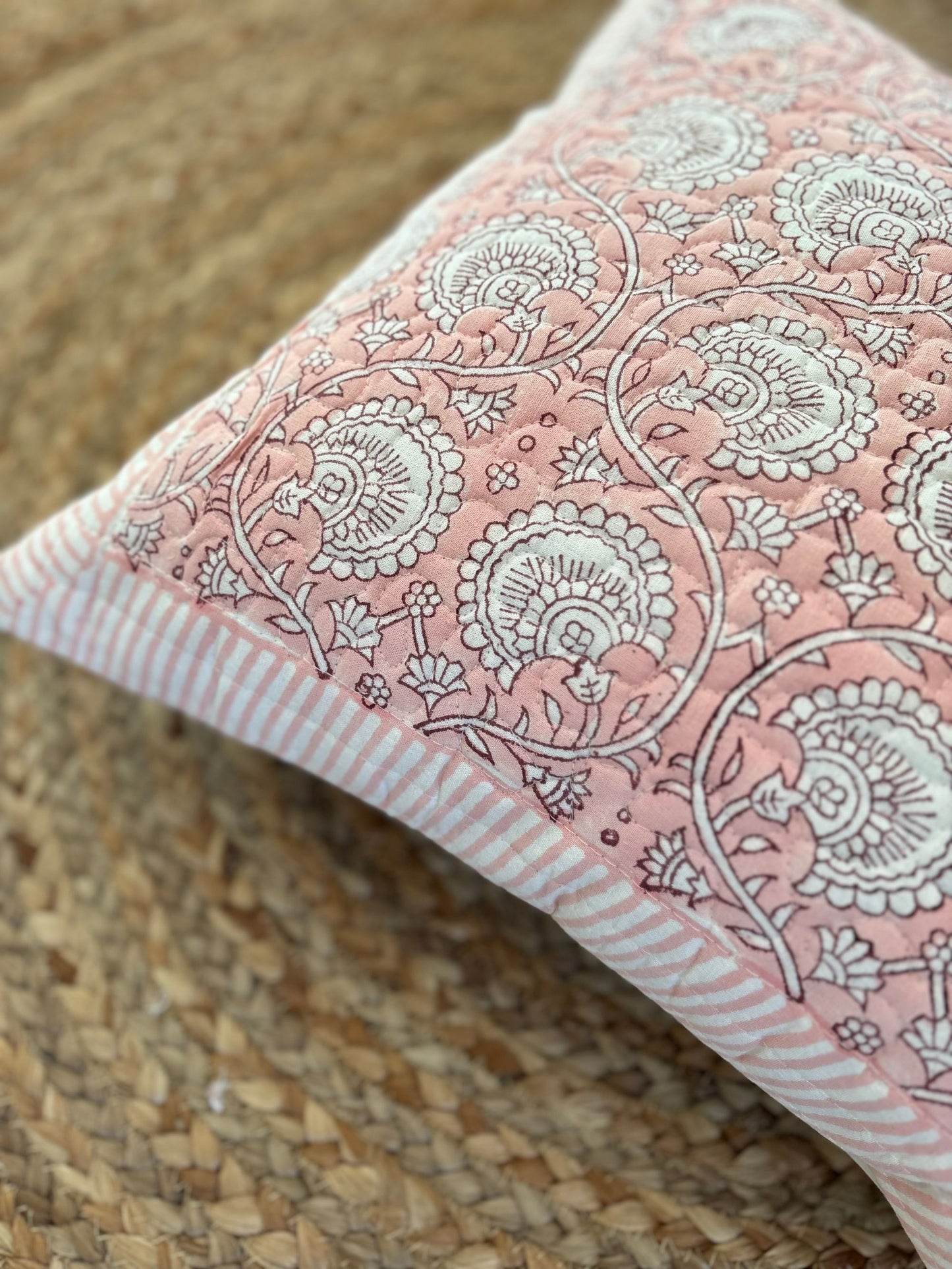 Peach Quilted Cushion Cover