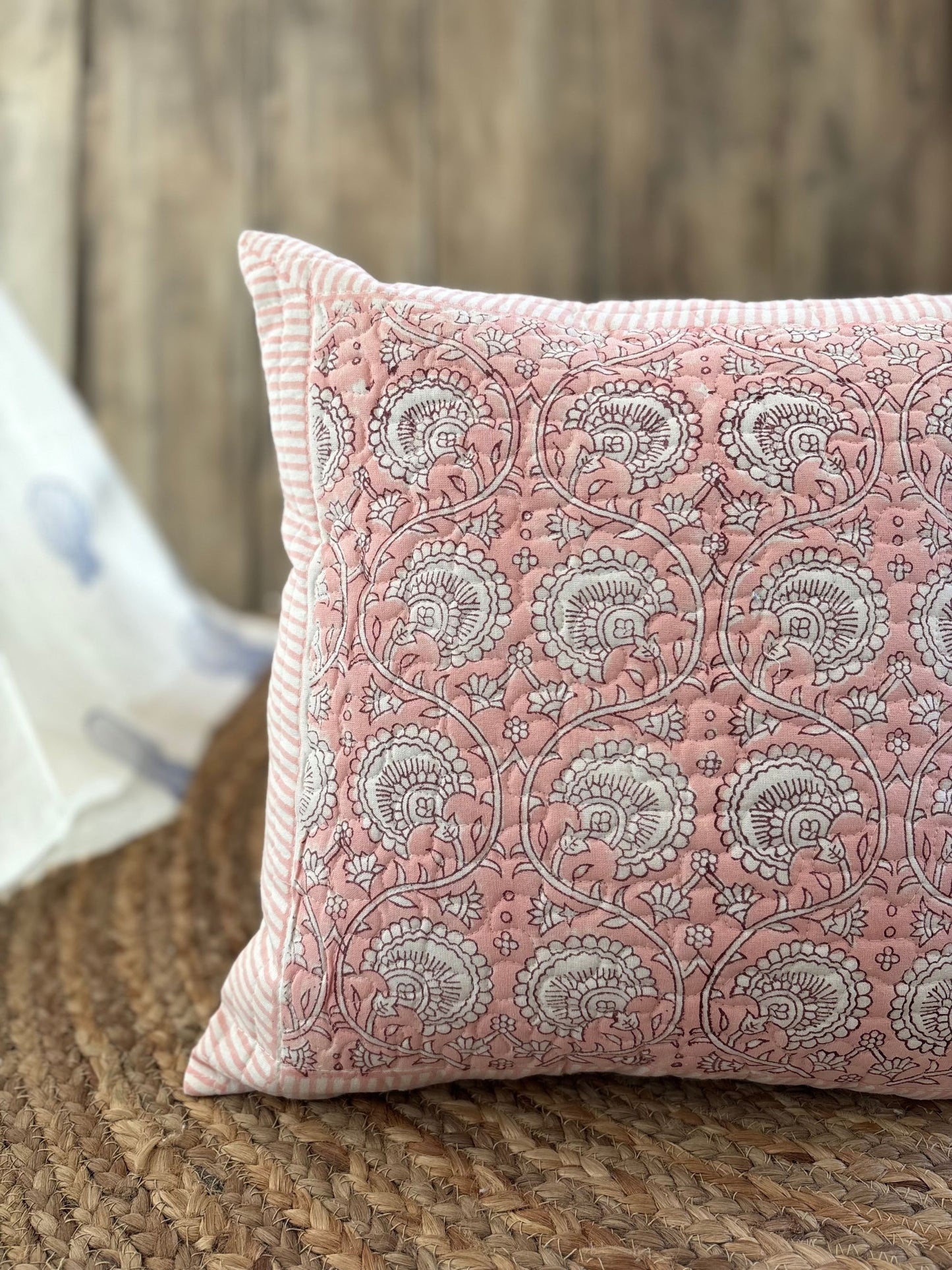 Peach Quilted Cushion Cover