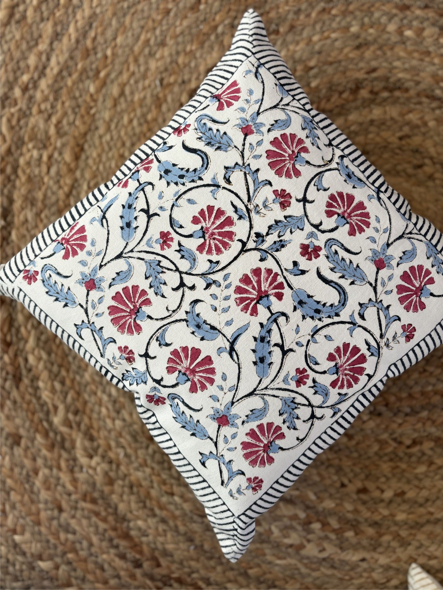 Floral cotton pink 16X16 cushion covers 