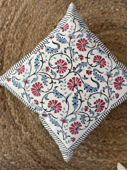Floral cotton pink 16X16 cushion covers 