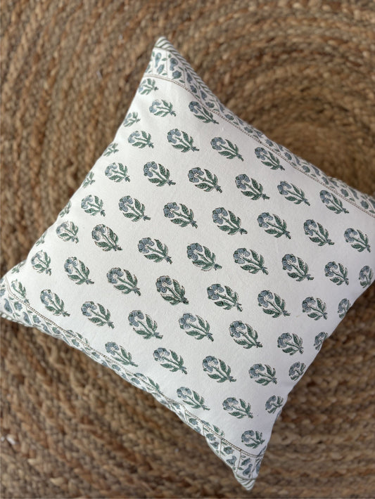 Sage Bloom Canvas Cushion Cover