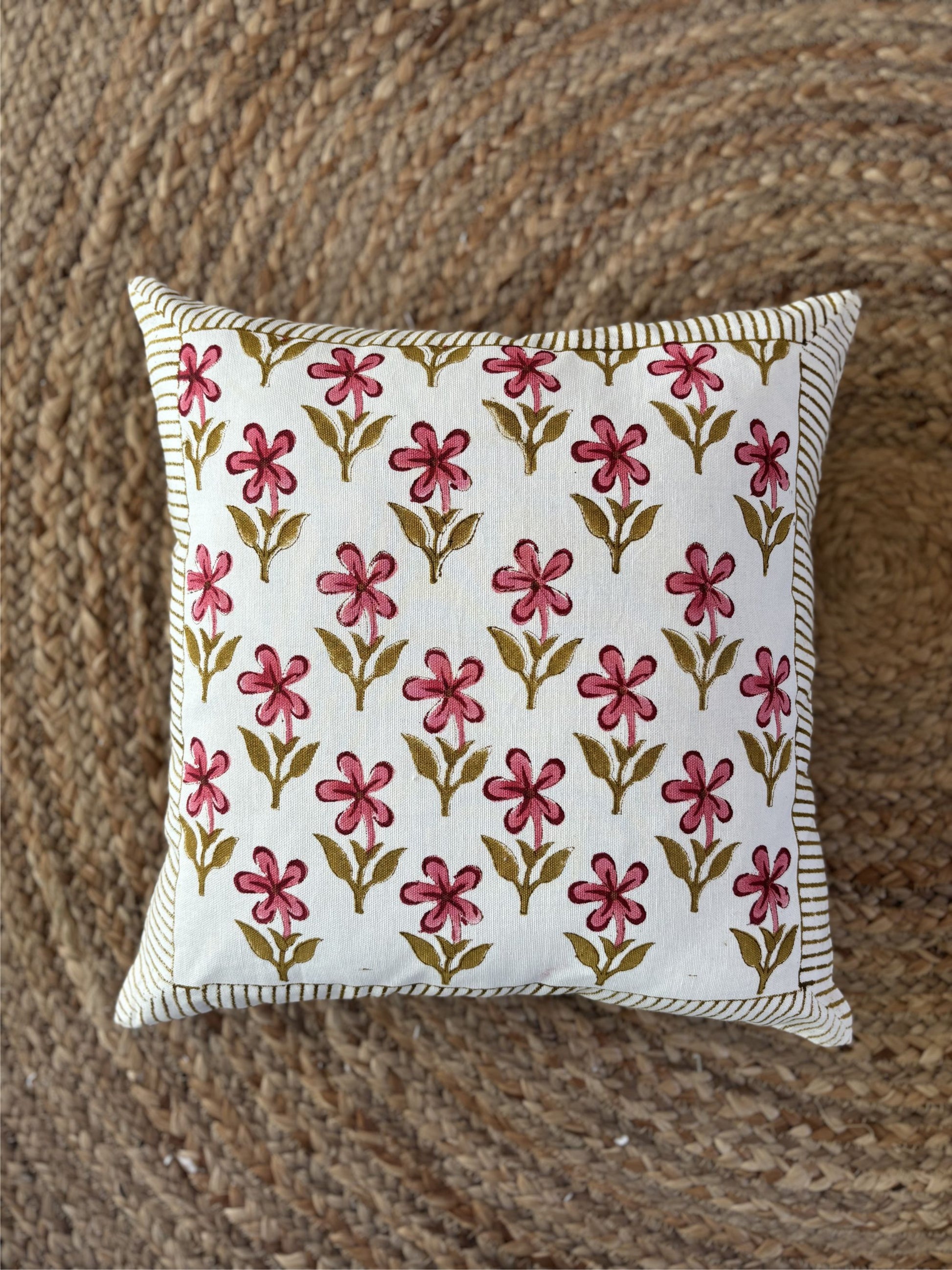Pink Petal Canvas Cushion Cover