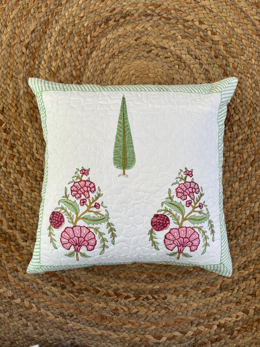 Cypress Bloom Quilted Cushion Cover