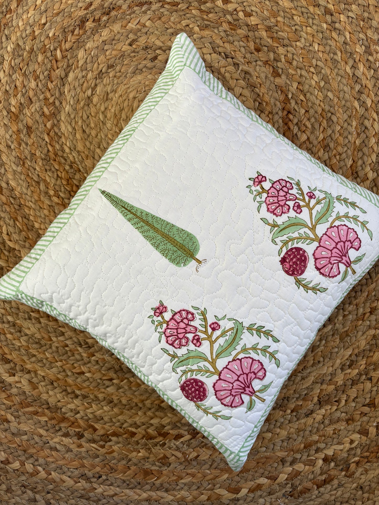 Cypress Bloom Quilted Cushion Cover