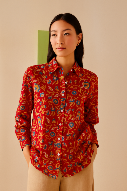 Gulnaar Red Floral Shirt