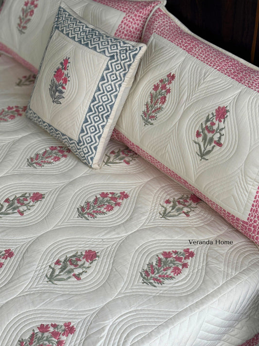 Rose Sandstone Cotton Quilted Bedcover