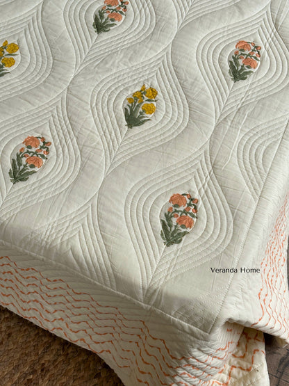 Golden Haveli Cotton Quilted Bedcover