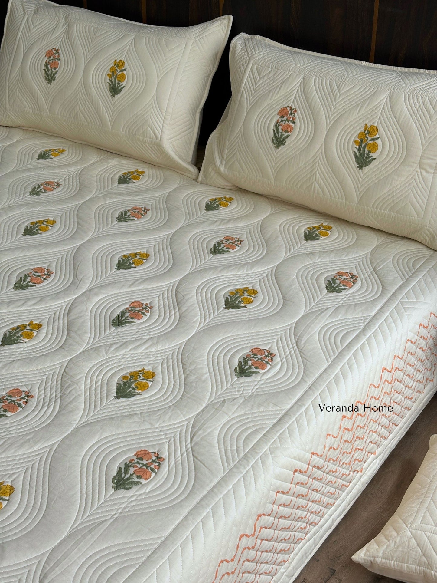 Golden Haveli Cotton Quilted Bedcover