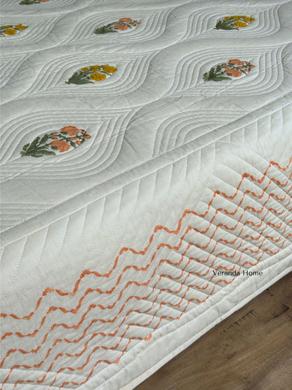 Golden Haveli Cotton Quilted Bedcover