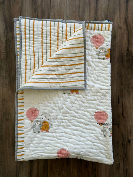 Penguin Mulmul Baby Quilt