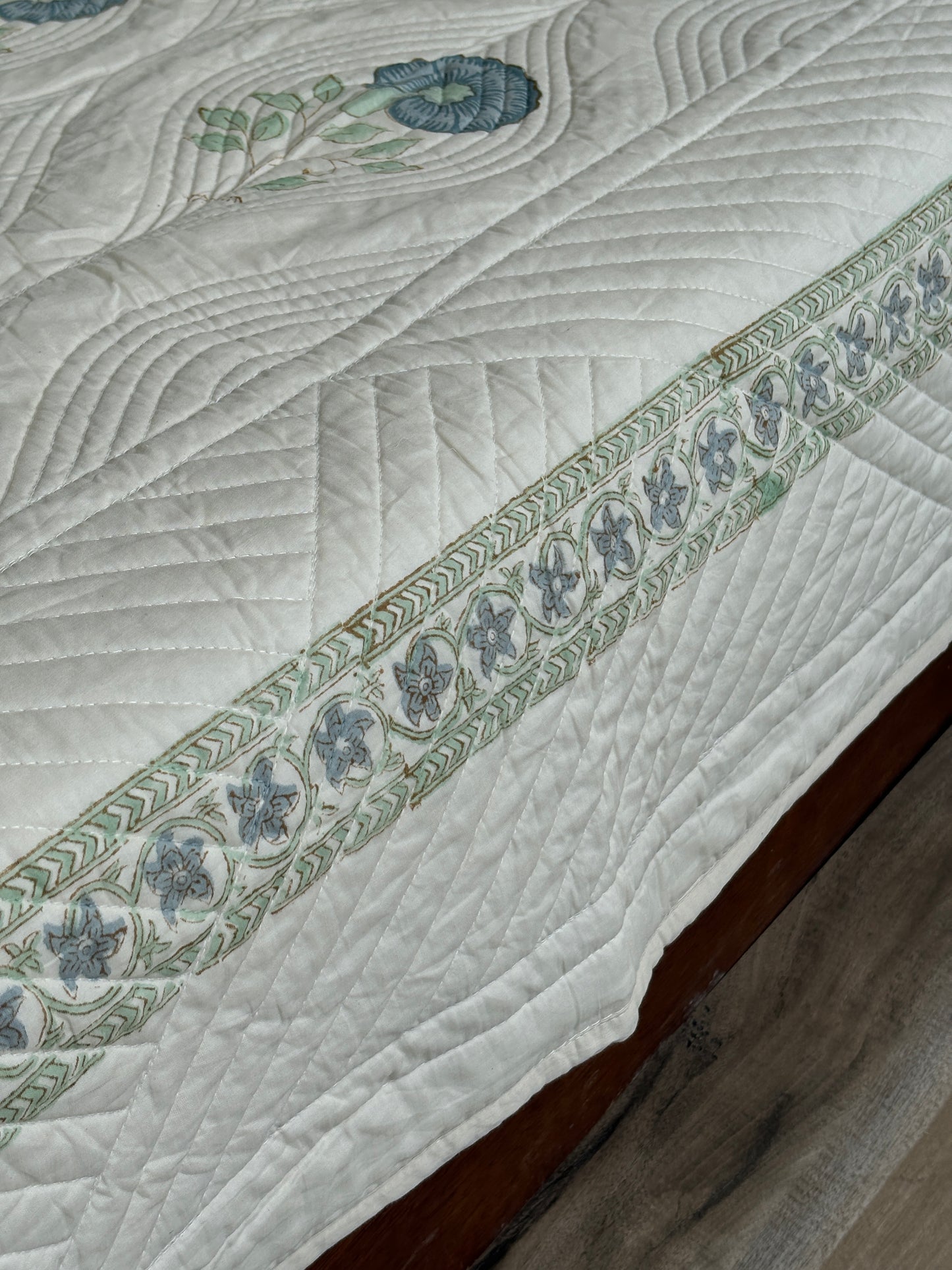 Monsoon Leaf Cotton Quilted Bedcover