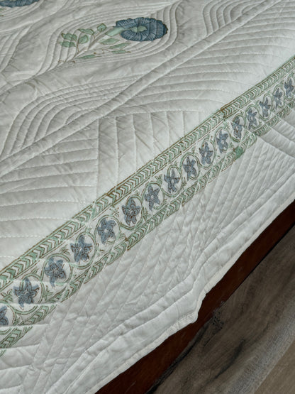 Monsoon Leaf Cotton Quilted Bedcover