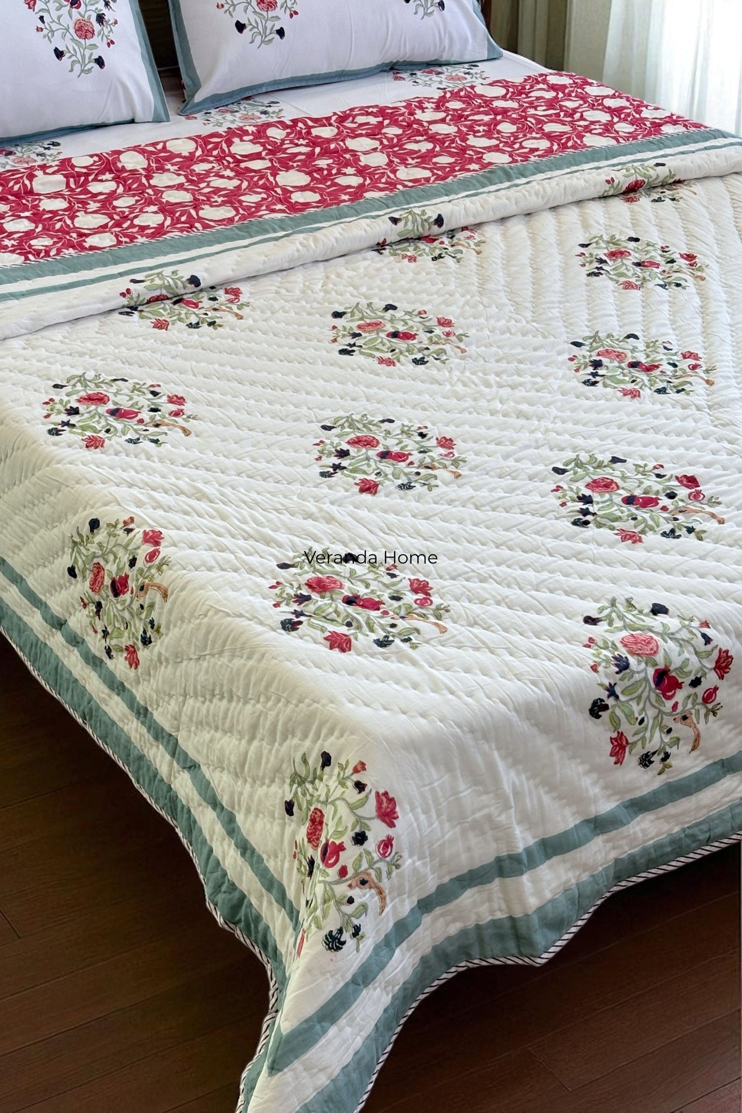 Bulbul Garden Block Printed Bedding Set
