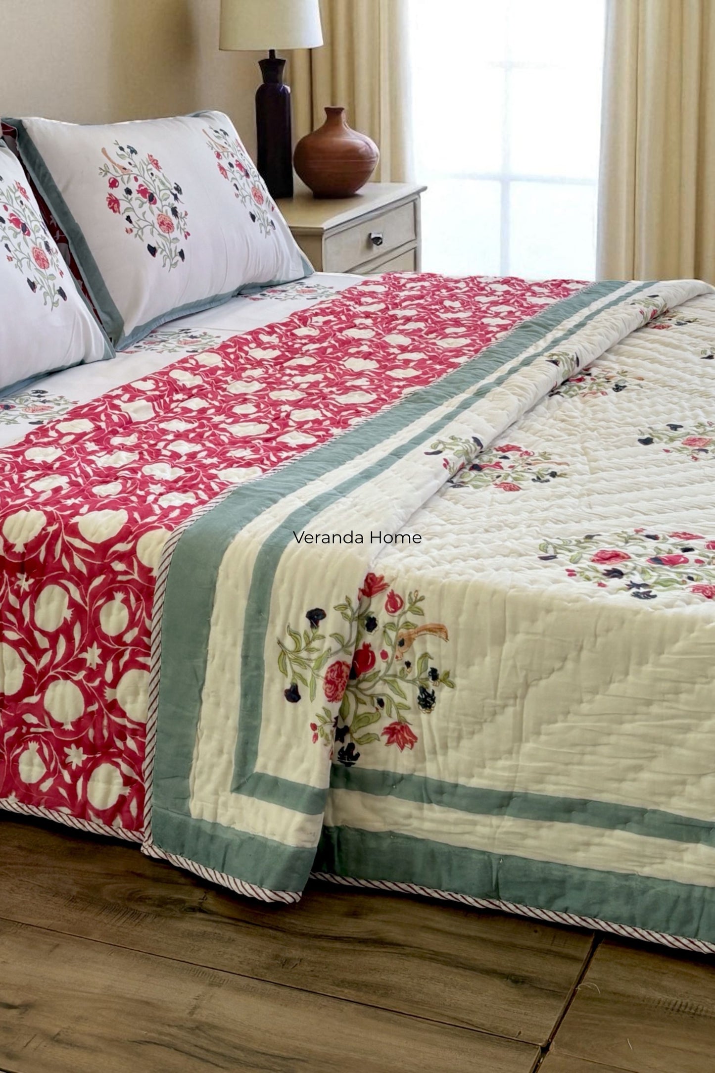 Bulbul Garden Block Printed Bedding Set