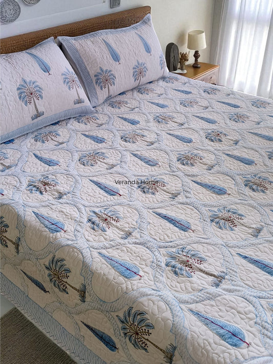 Palm quilted bedcover
