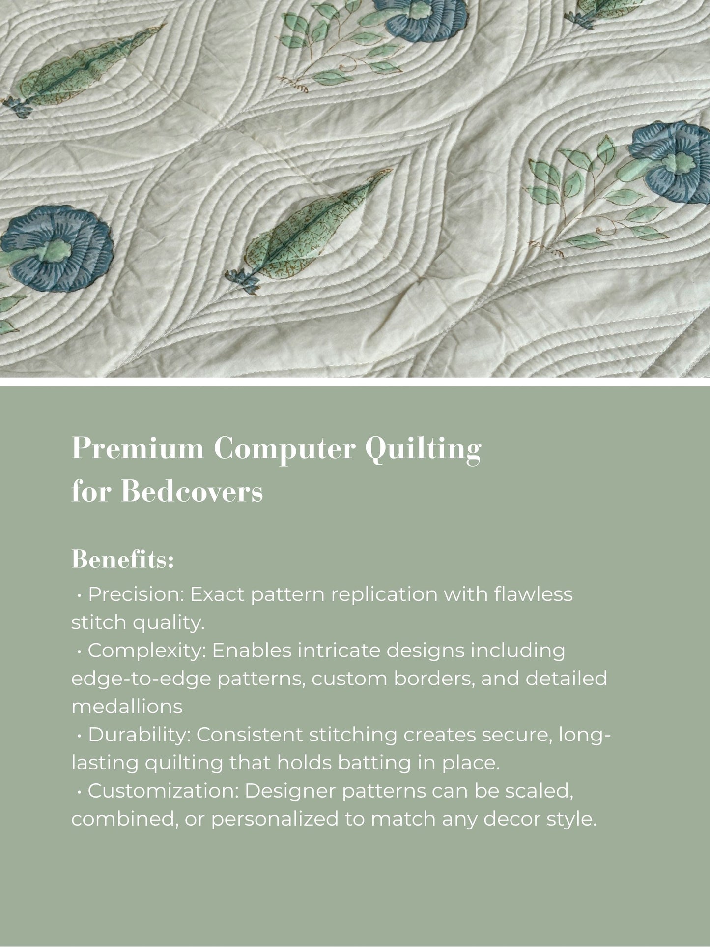 Monsoon Leaf Cotton Quilted Bedcover