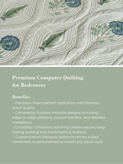 Monsoon Leaf Cotton Quilted Bedcover