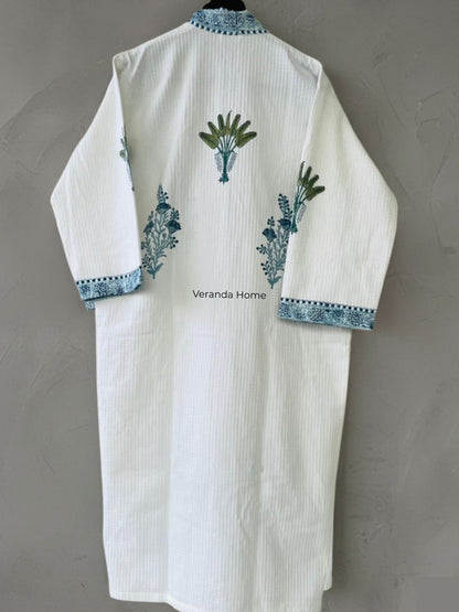 Floral fusion cotton waffle bath robe