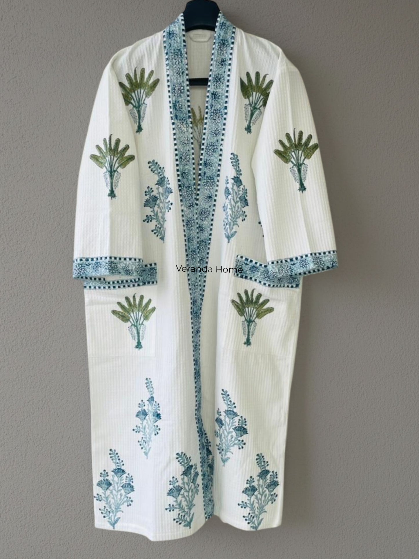 Floral fusion cotton waffle bath robe