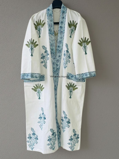 Floral fusion cotton waffle bath robe