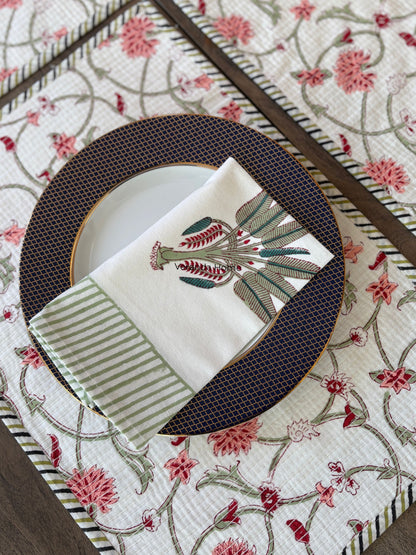 Pink Palmetto Quilted Placemat & Napkin Set