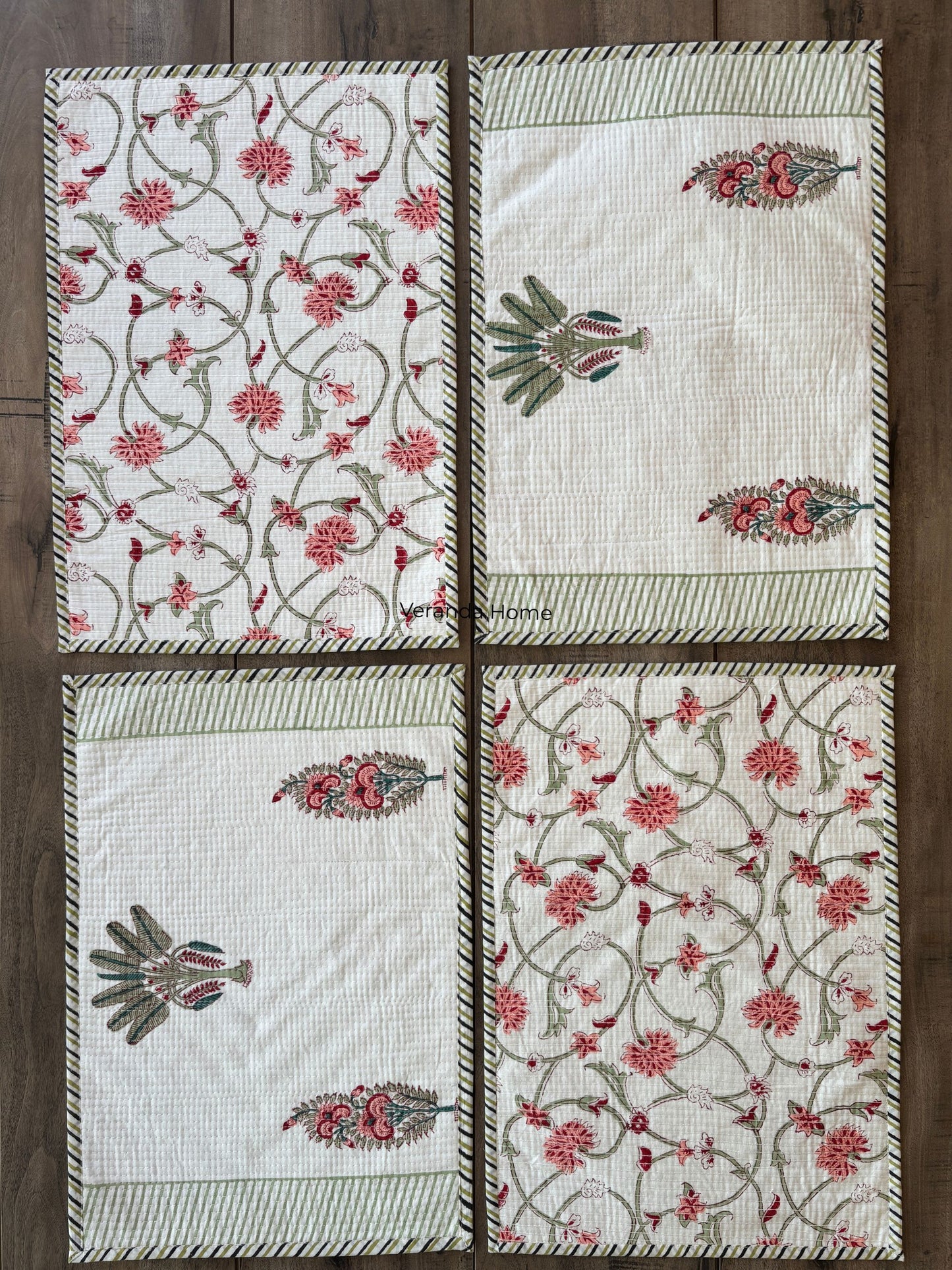 Pink Palmetto Quilted Placemat & Napkin Set