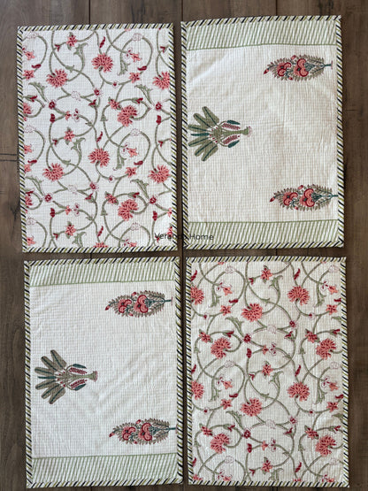Pink Palmetto Quilted Placemat & Napkin Set