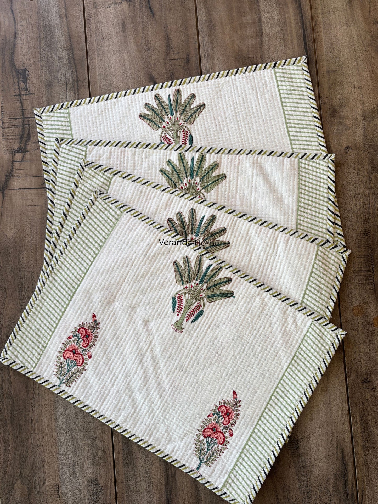 Pink Palmetto Quilted Placemat & Napkin Set