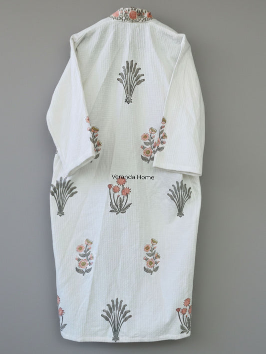 Indian Floral Block Print Bathrobe