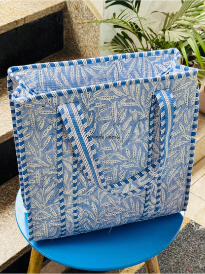 Blue Quilted Tote Bag