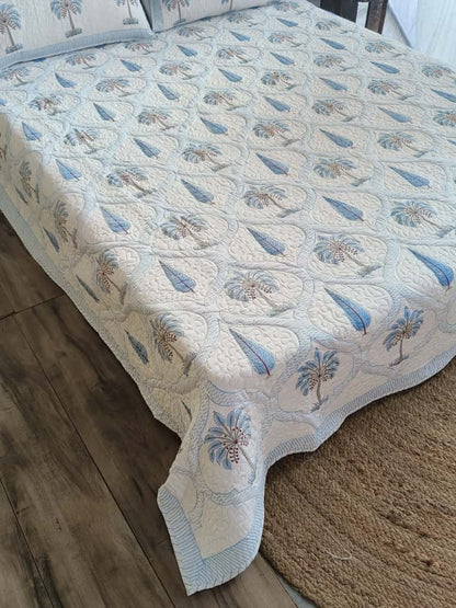 Palm quilted bedcover