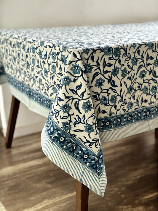 Blue Block Print Table Cover