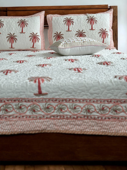 Palm Parasise Block Printed Bedding Set