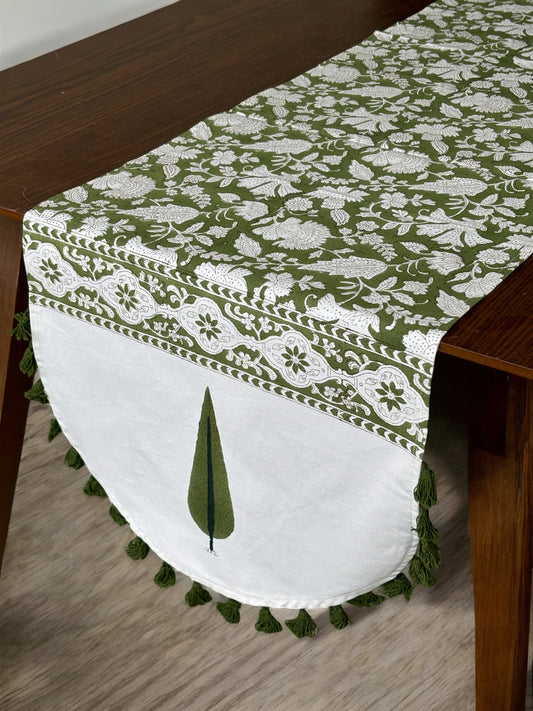 Olive Vriksha Cotton Table Runner