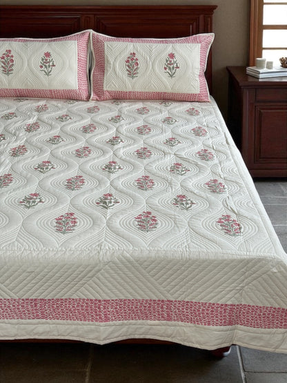Rose Sandstone Cotton Quilted Bedcover