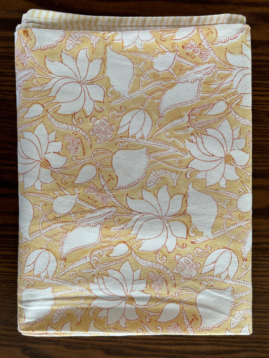 Yellow Block Print Table Cover