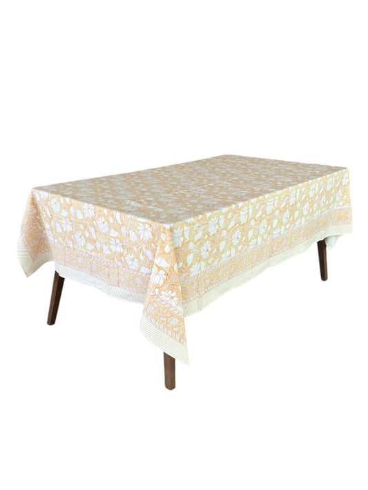 Yellow Block Print Table Cover
