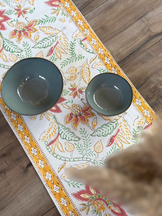 Block Print Cotton Table Runner (100TC)