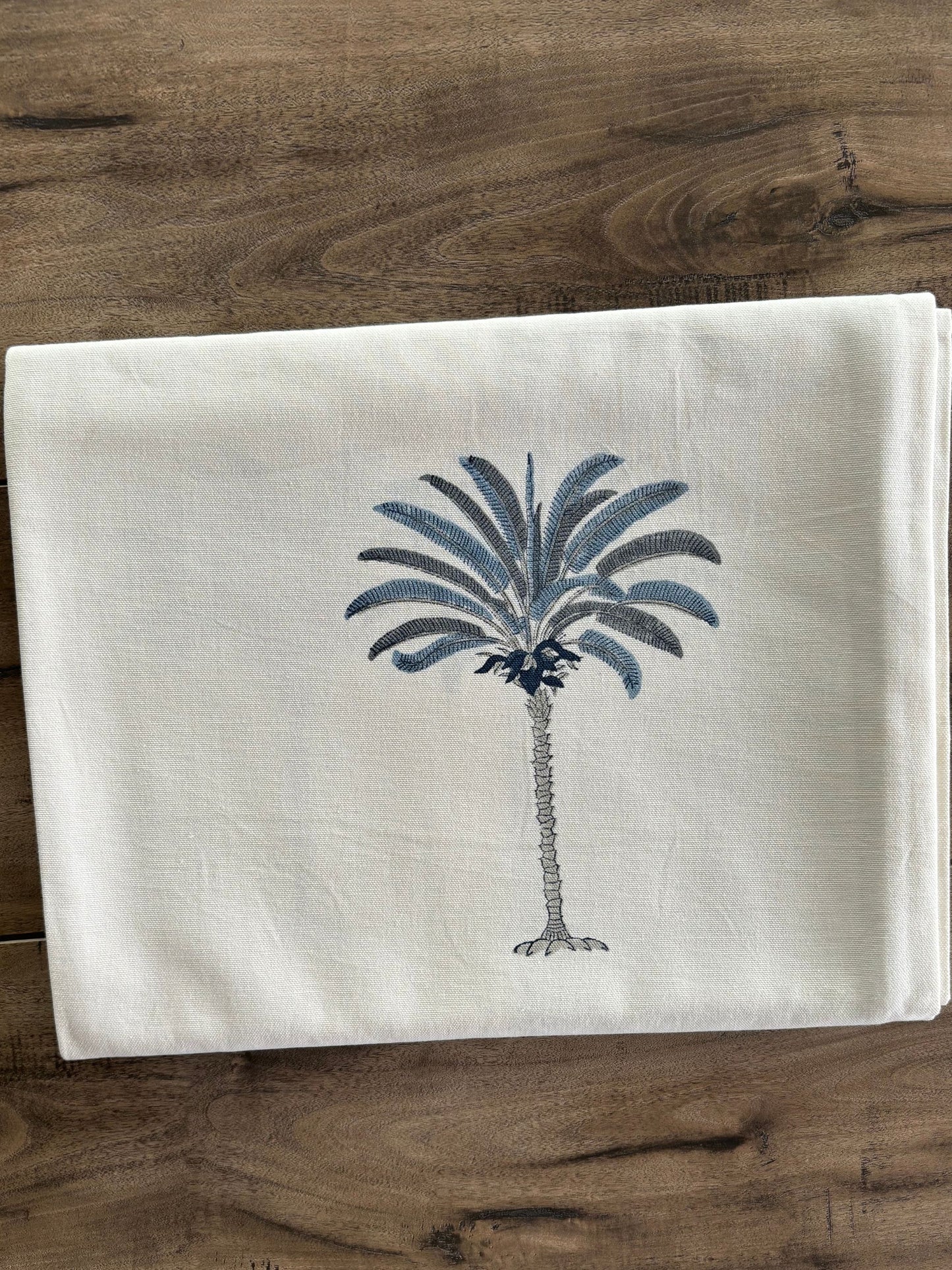 Indian Block Print Tablecloth, Blue & White Cotton Floral Dining Table Cove