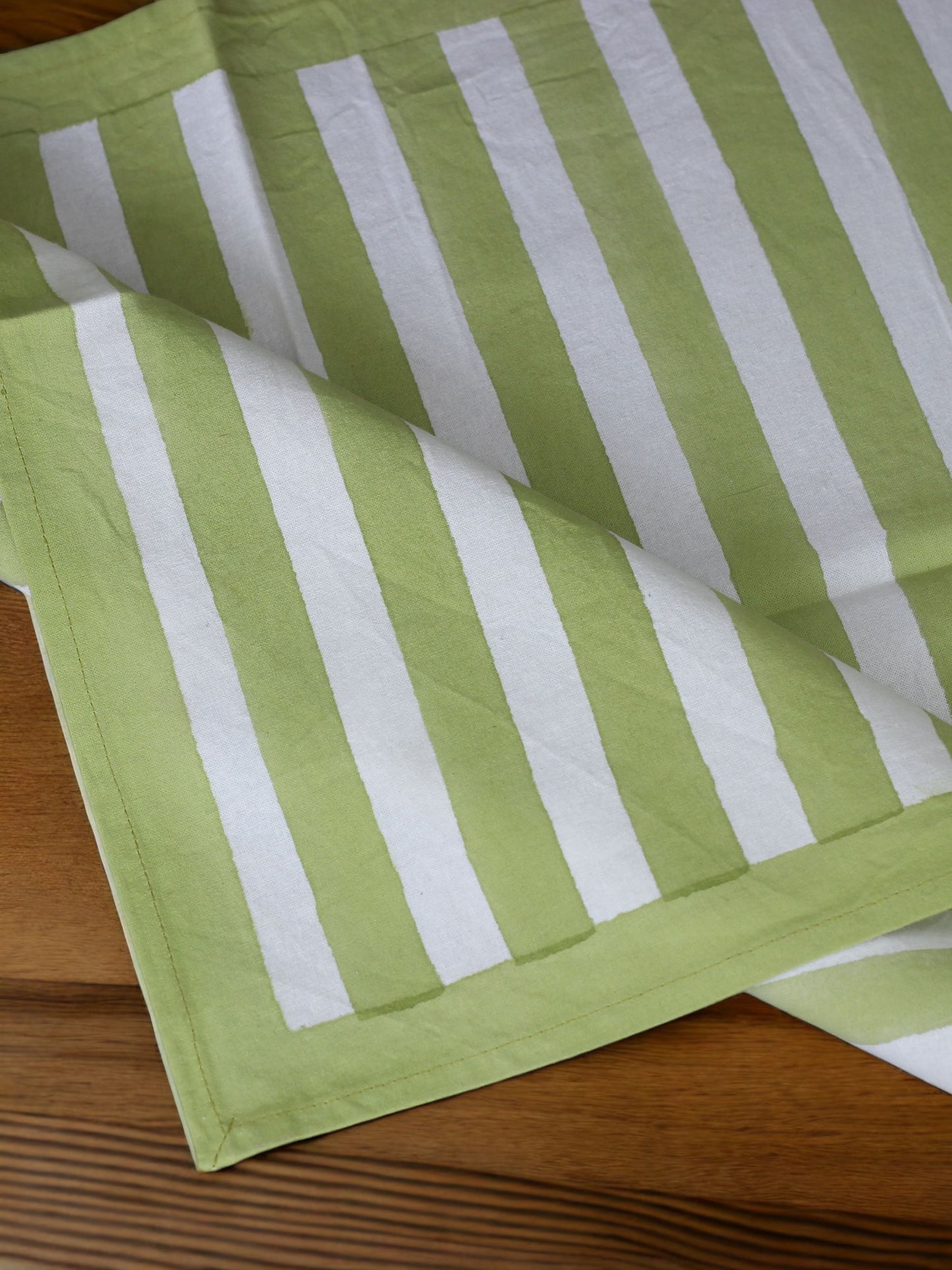Green Striped Table cloth hand block printed cotton table cloth, handmade table cloth