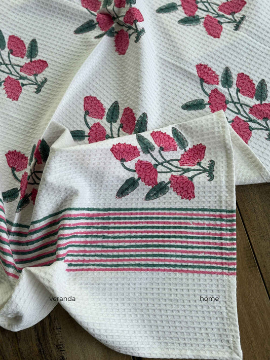 Blush Bloom Cotton waffle Bath Towel