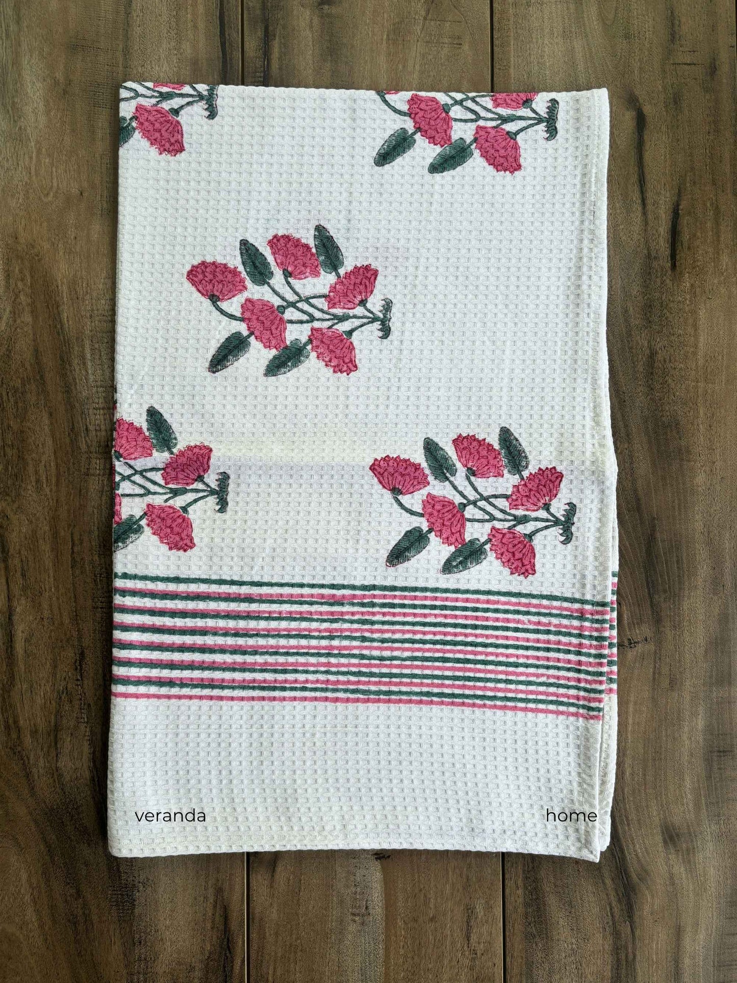 Blush Bloom Cotton waffle Bath Towel