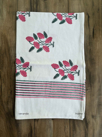 Blush Bloom Cotton waffle Bath Towel