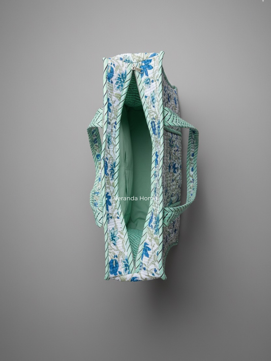 Azure Meadow Cotton Tote Bag