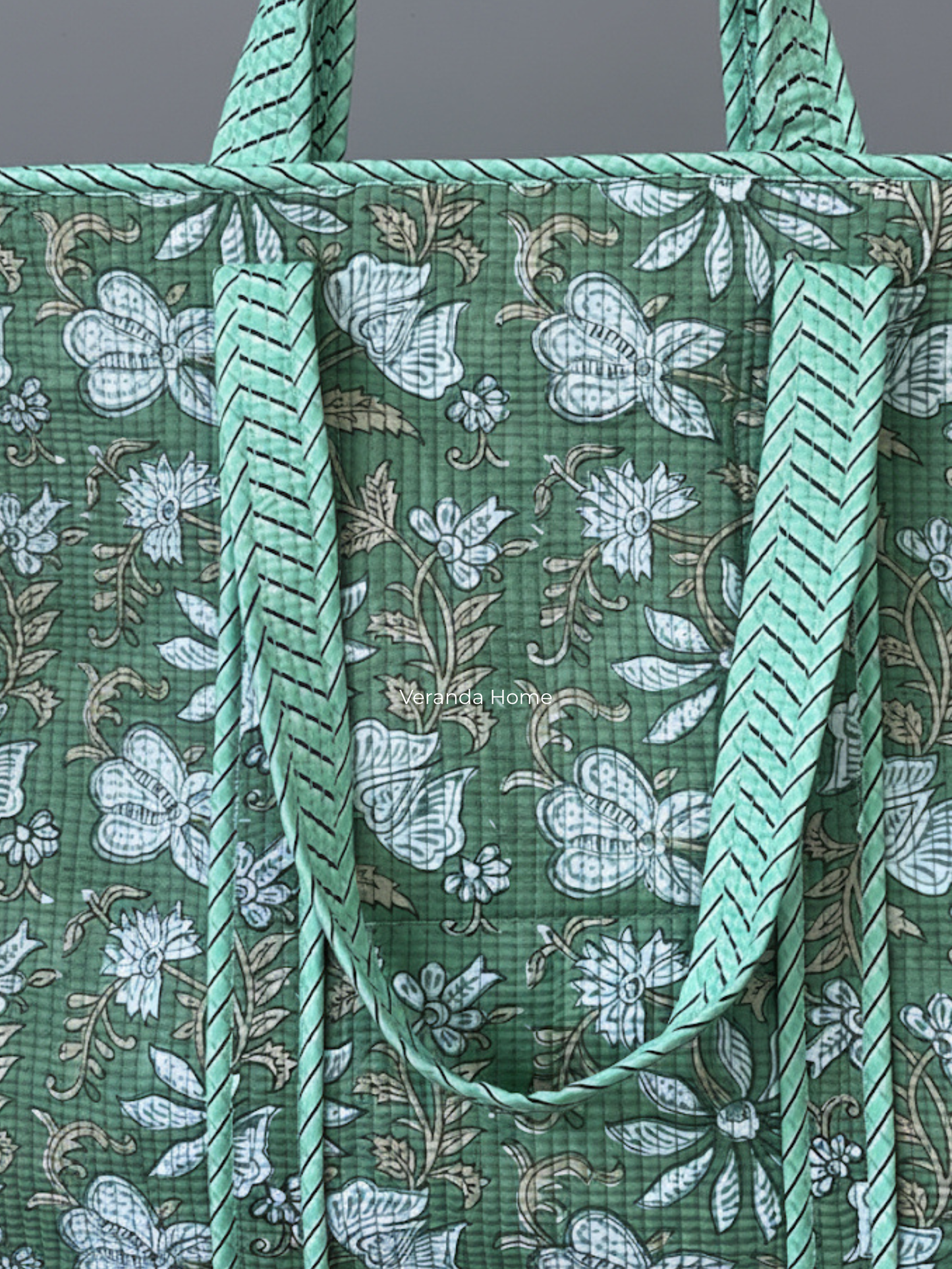 Sage Botanica Quilted Tote Bag