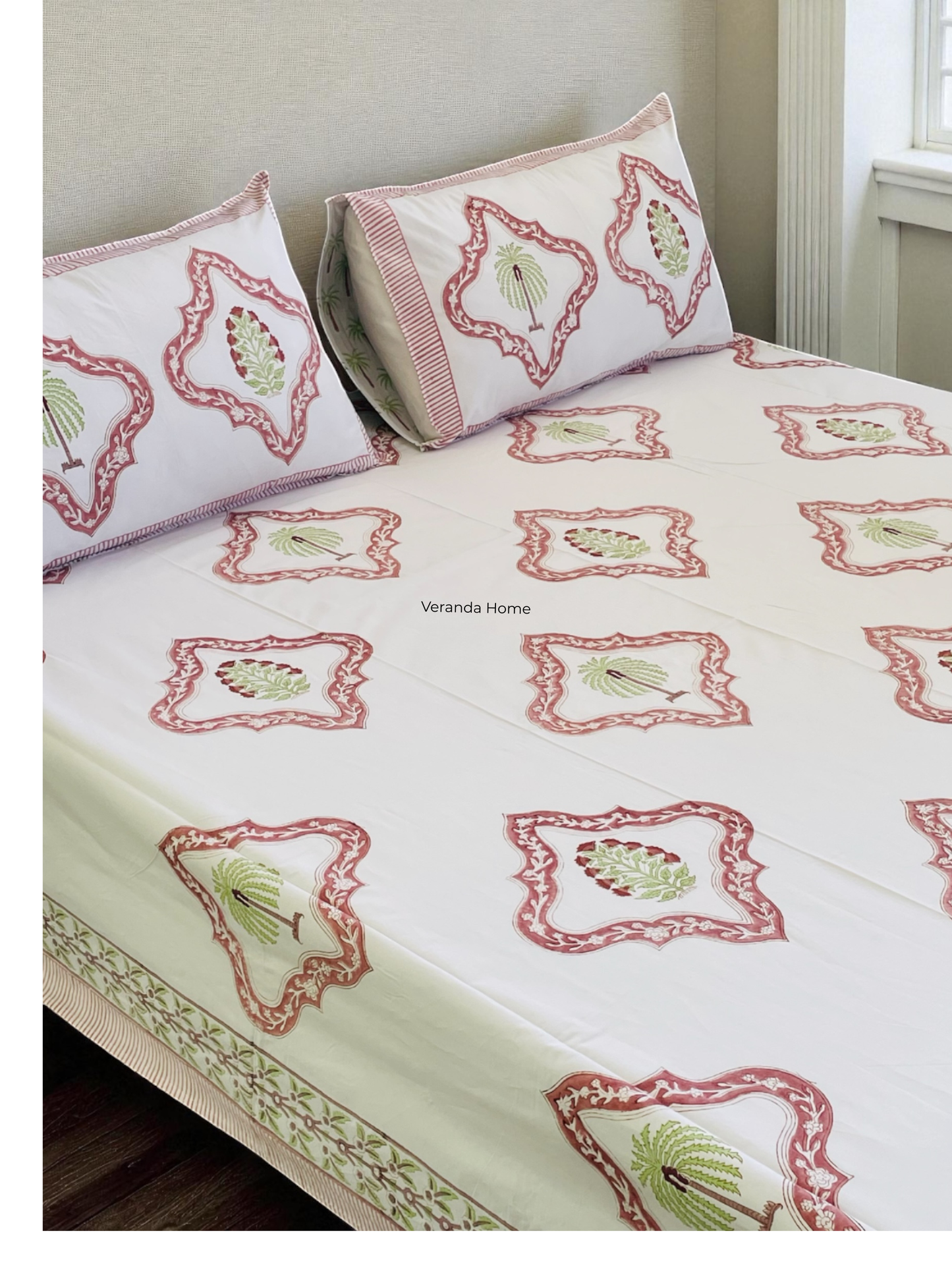 Mughal Butta Medallion Block Print Cotton Bedsheet