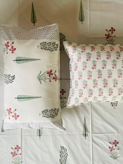Pankh Phool Block Print Cotton Bedsheet