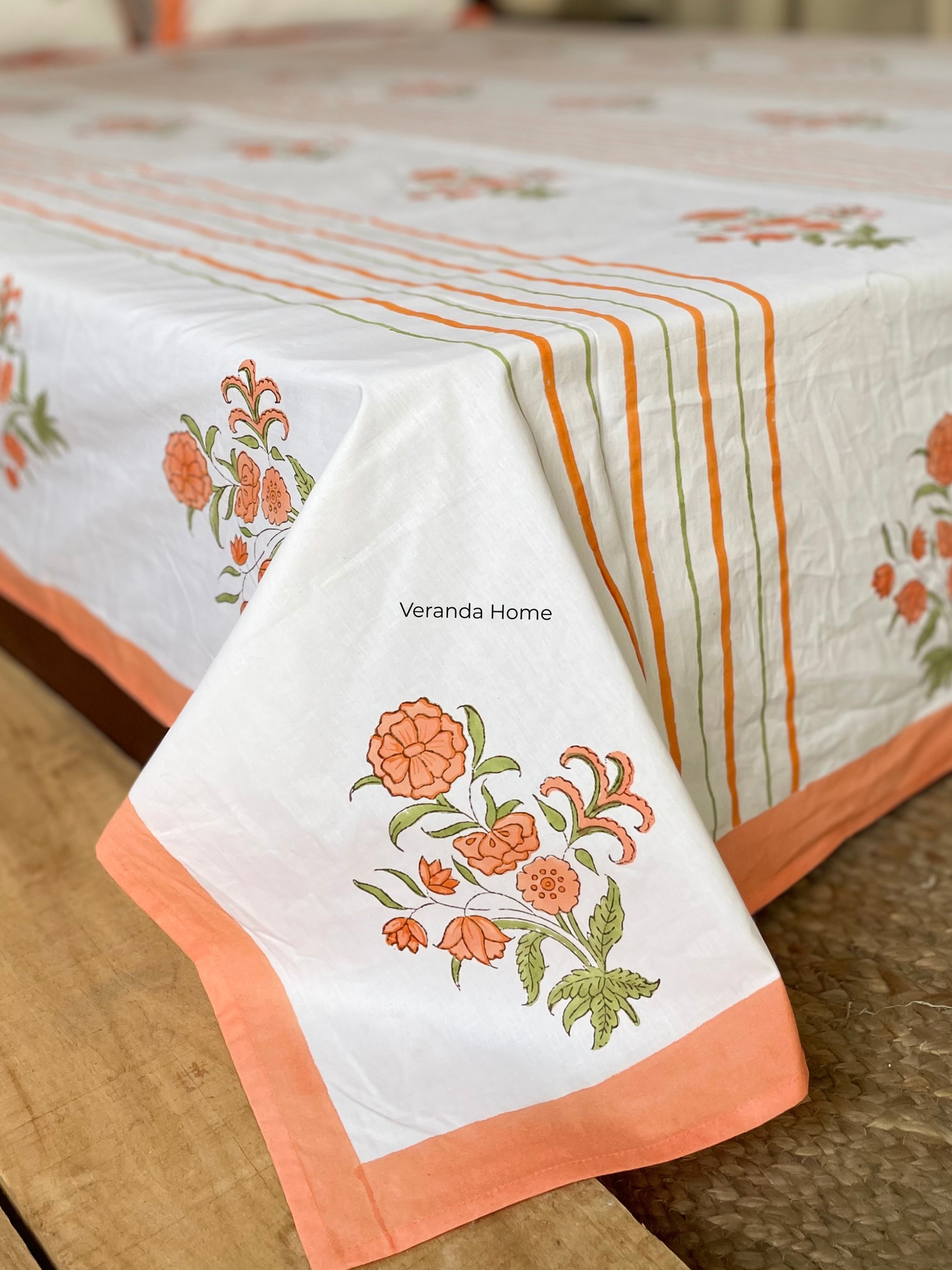 Kesari Block Print Cotton Bedsheet